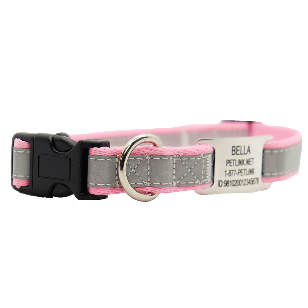 Personalized Reflective Dog Collars with Slider Tag