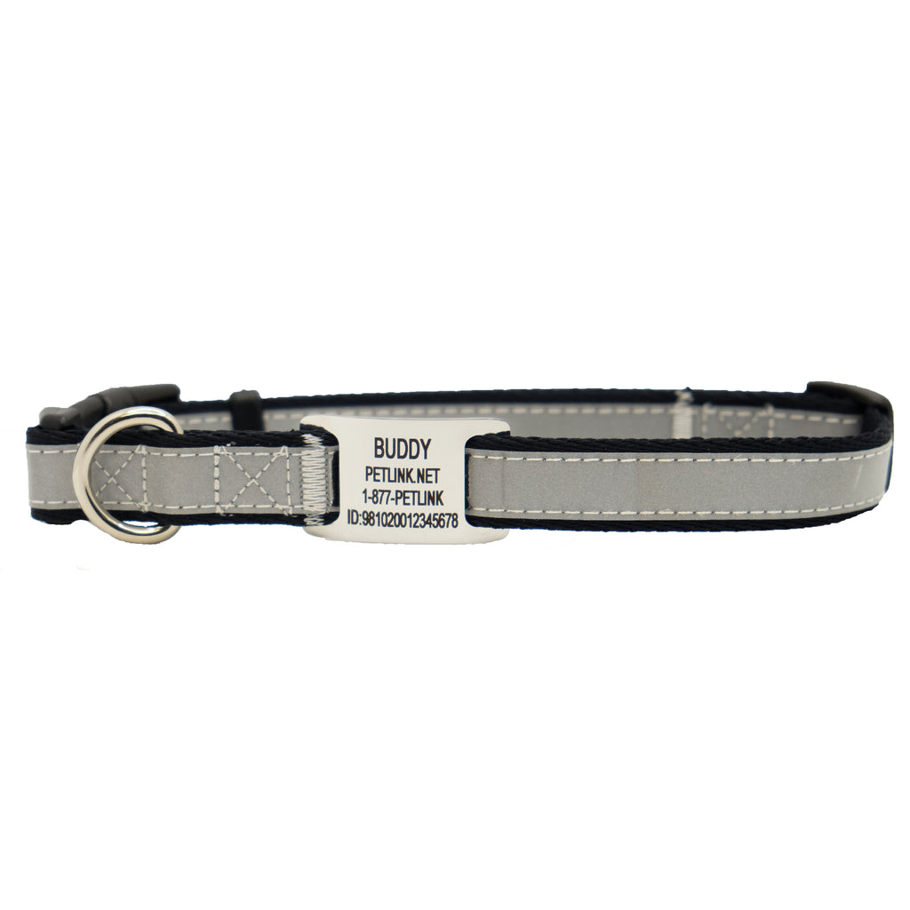 Personalized Reflective Dog Collars with Slider Tag