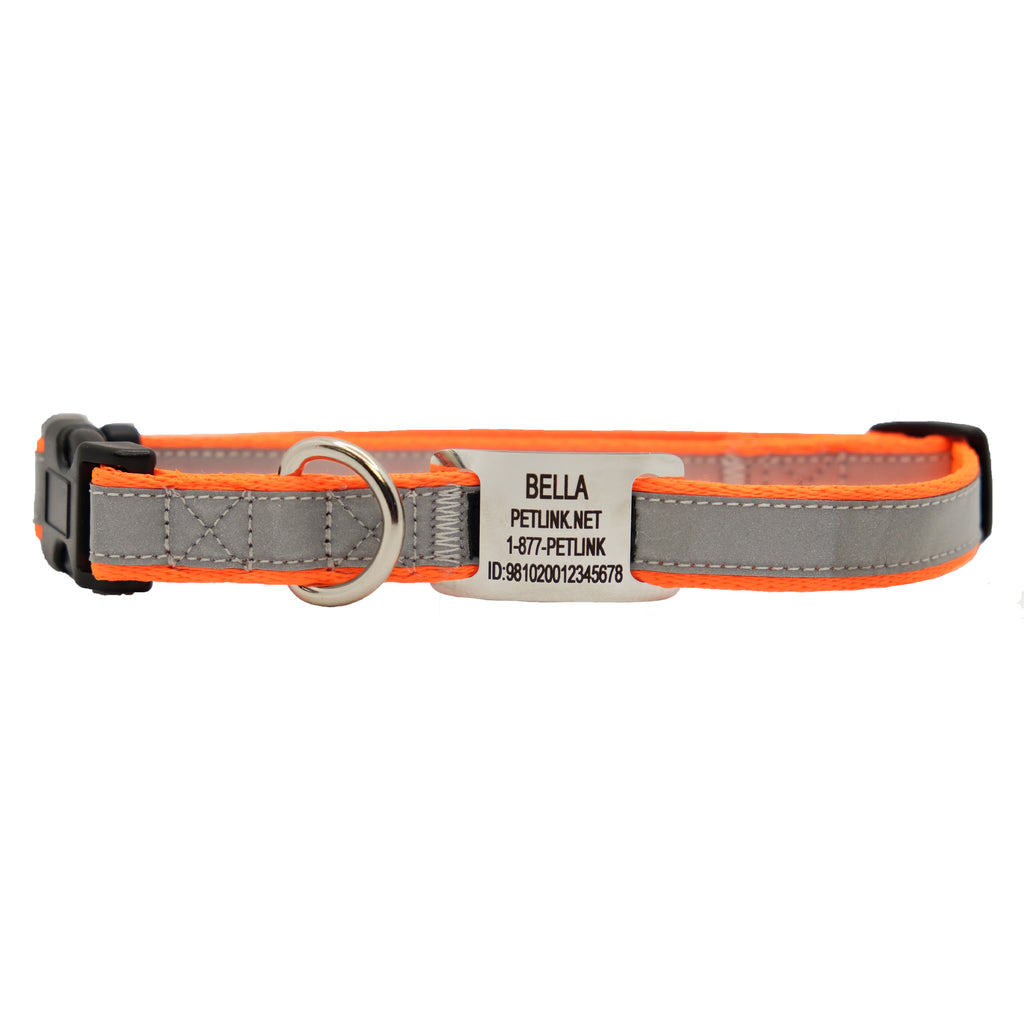 Personalized Reflective Dog Collars with Slider Tag