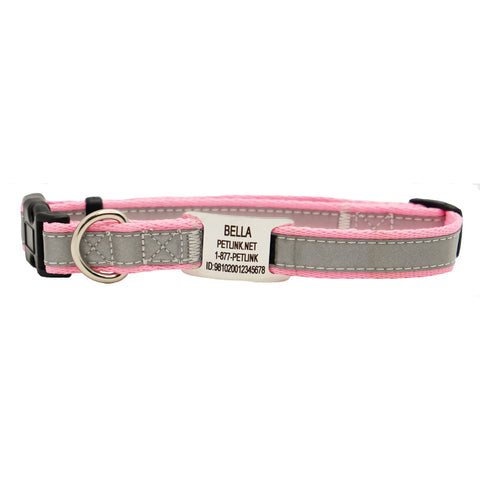 Personalized Reflective Dog Collars with Slider Tag