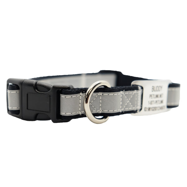 Personalized Reflective Dog Collars with Slider Tag