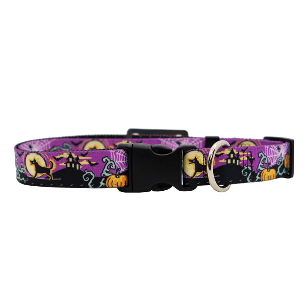 Personalized Halloween Dog Collars with Reflective Stitching and Slider Tag